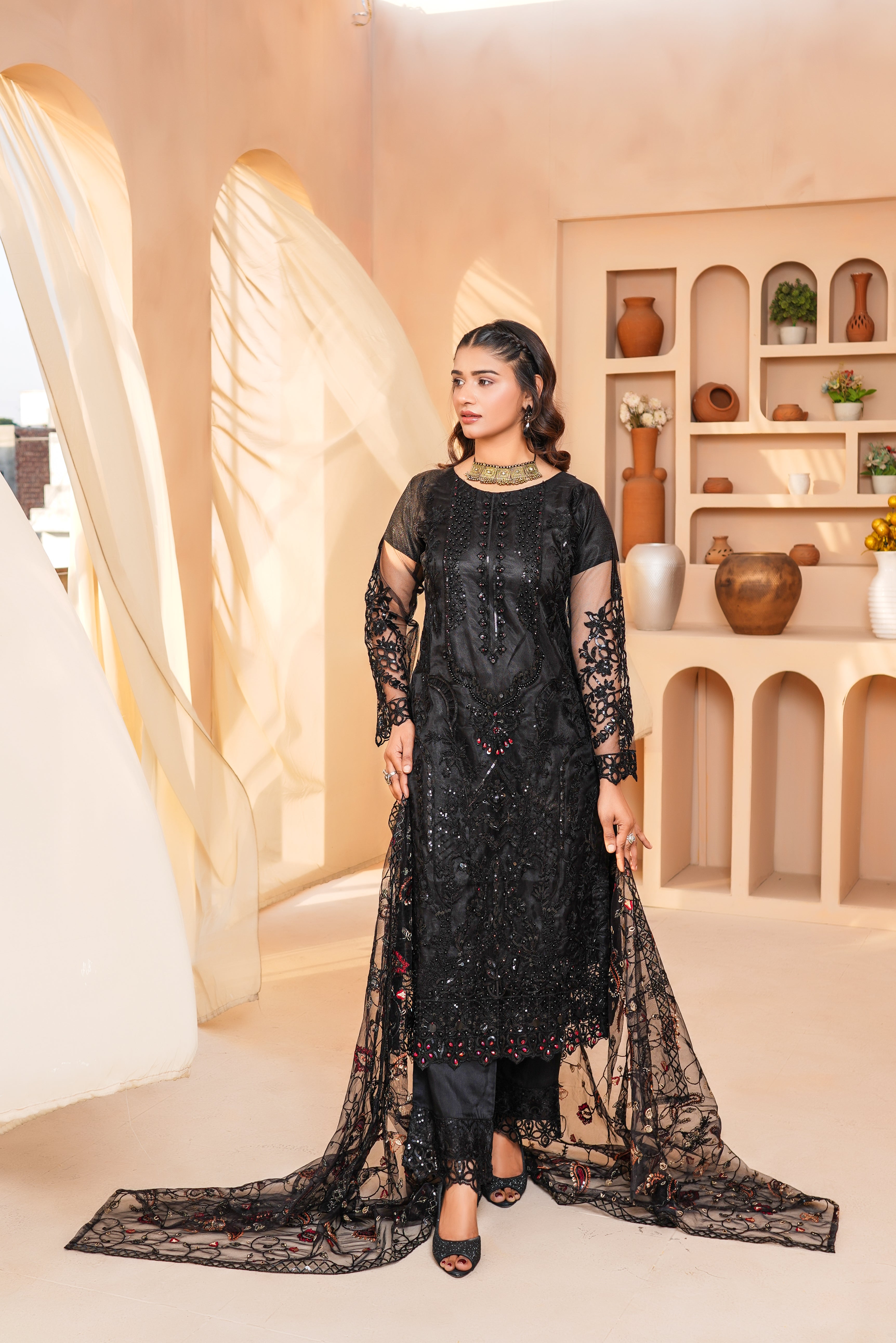 3Piece_Embroidered Net Suit | 1320-SN-NES