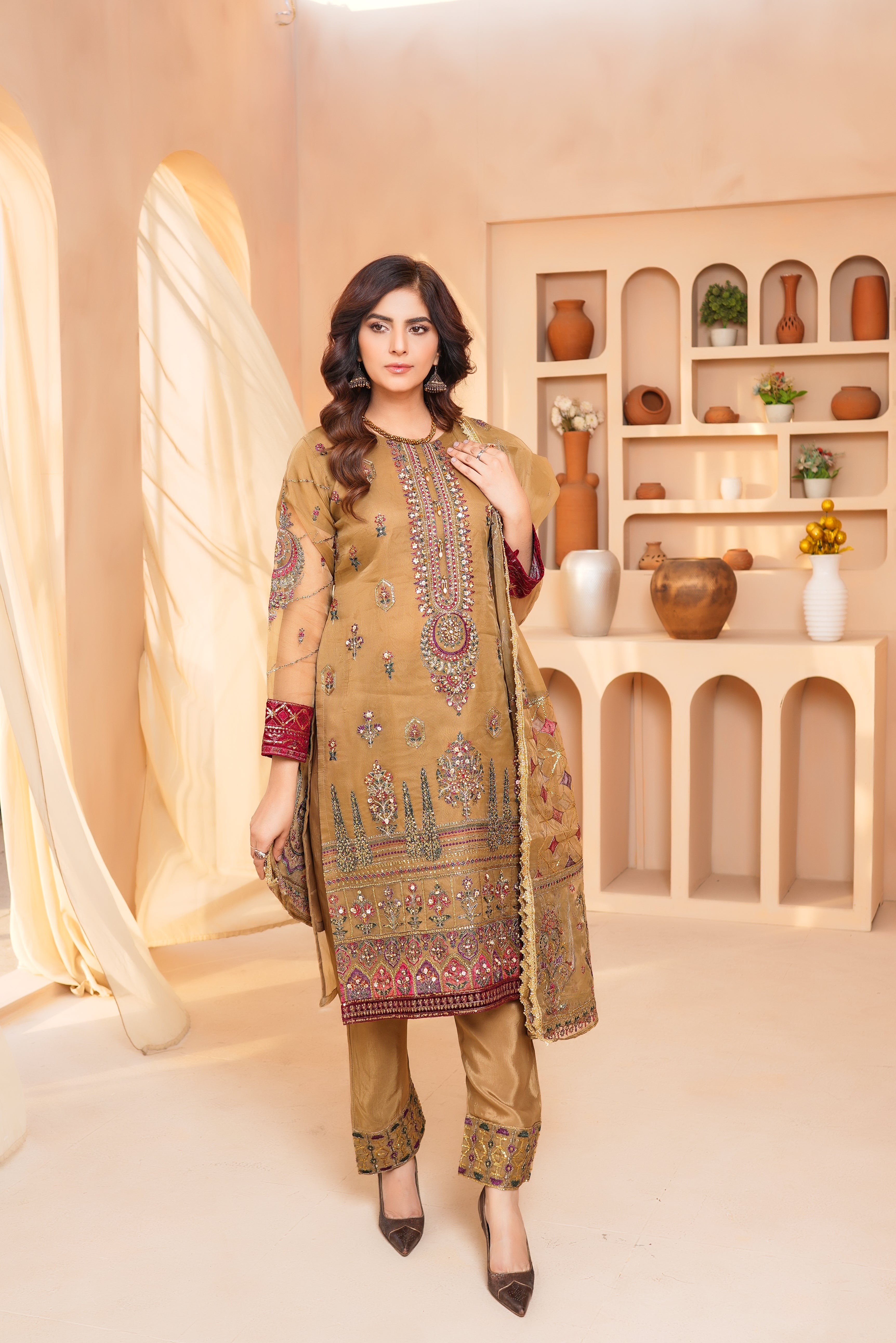 3Piece_Embroidered Organza Suit | 1350-SN-ORZ