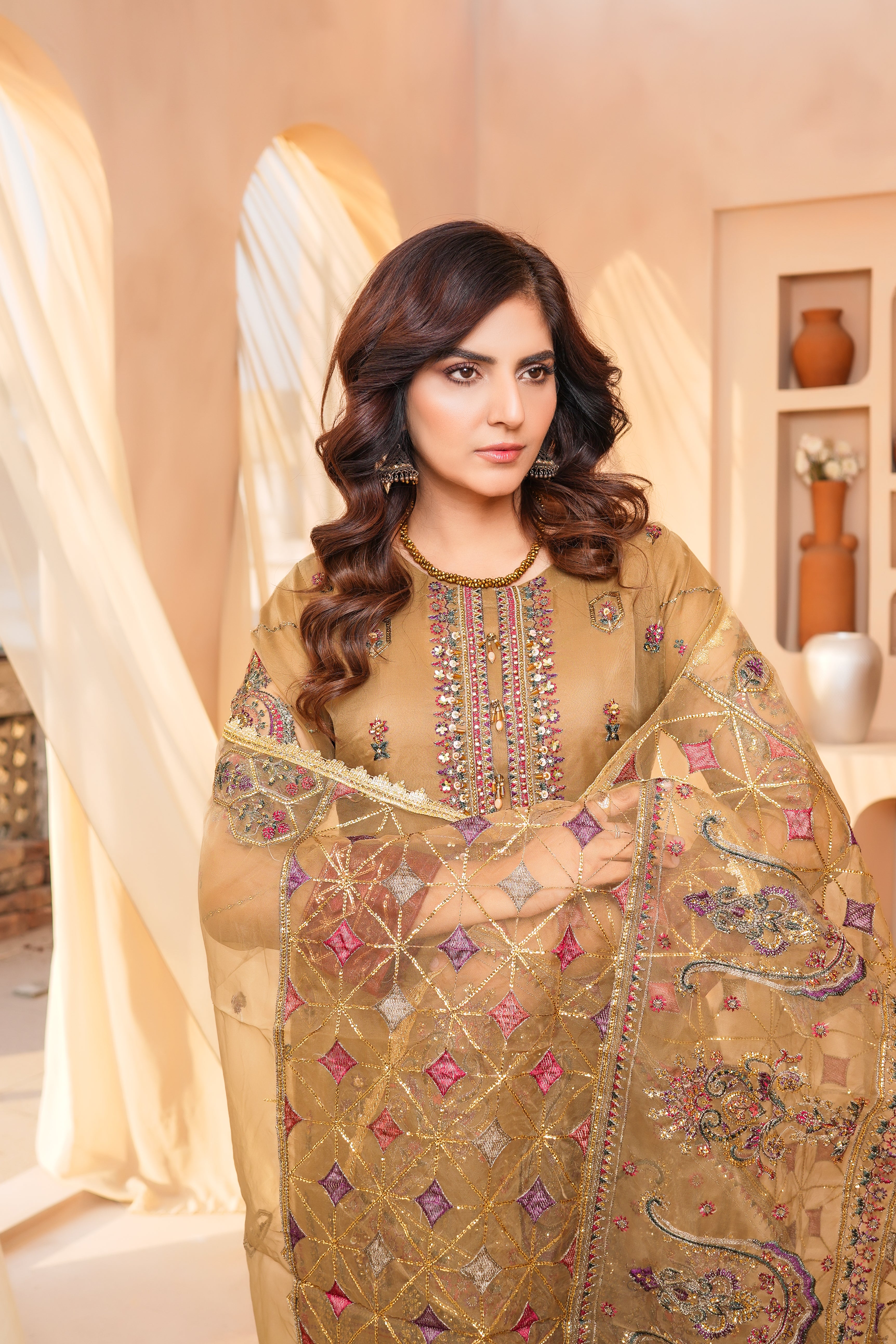 3Piece_Embroidered Organza Suit | 1350-SN-ORZ