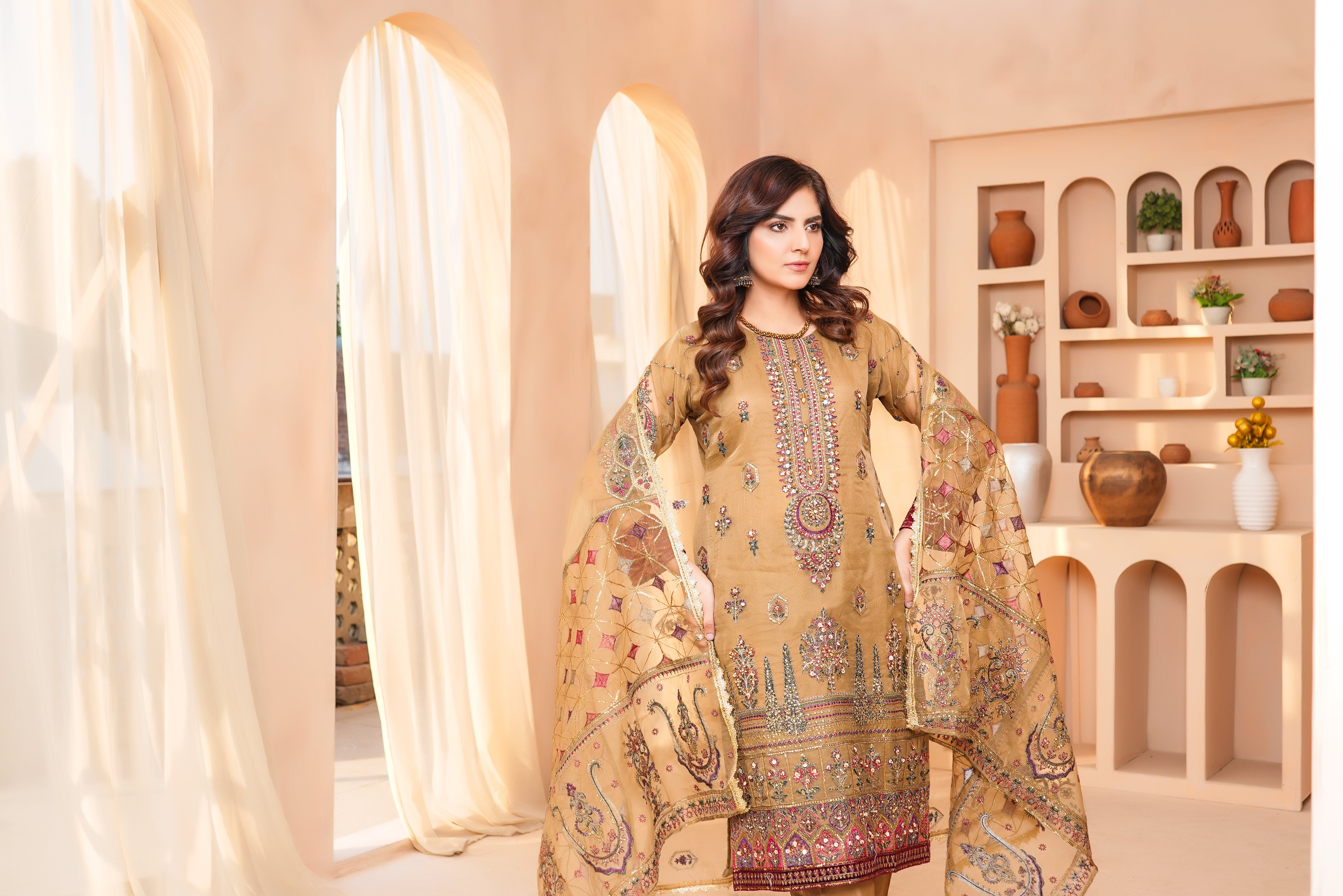 3Piece_Embroidered Organza Suit | 1350-SN-ORZ