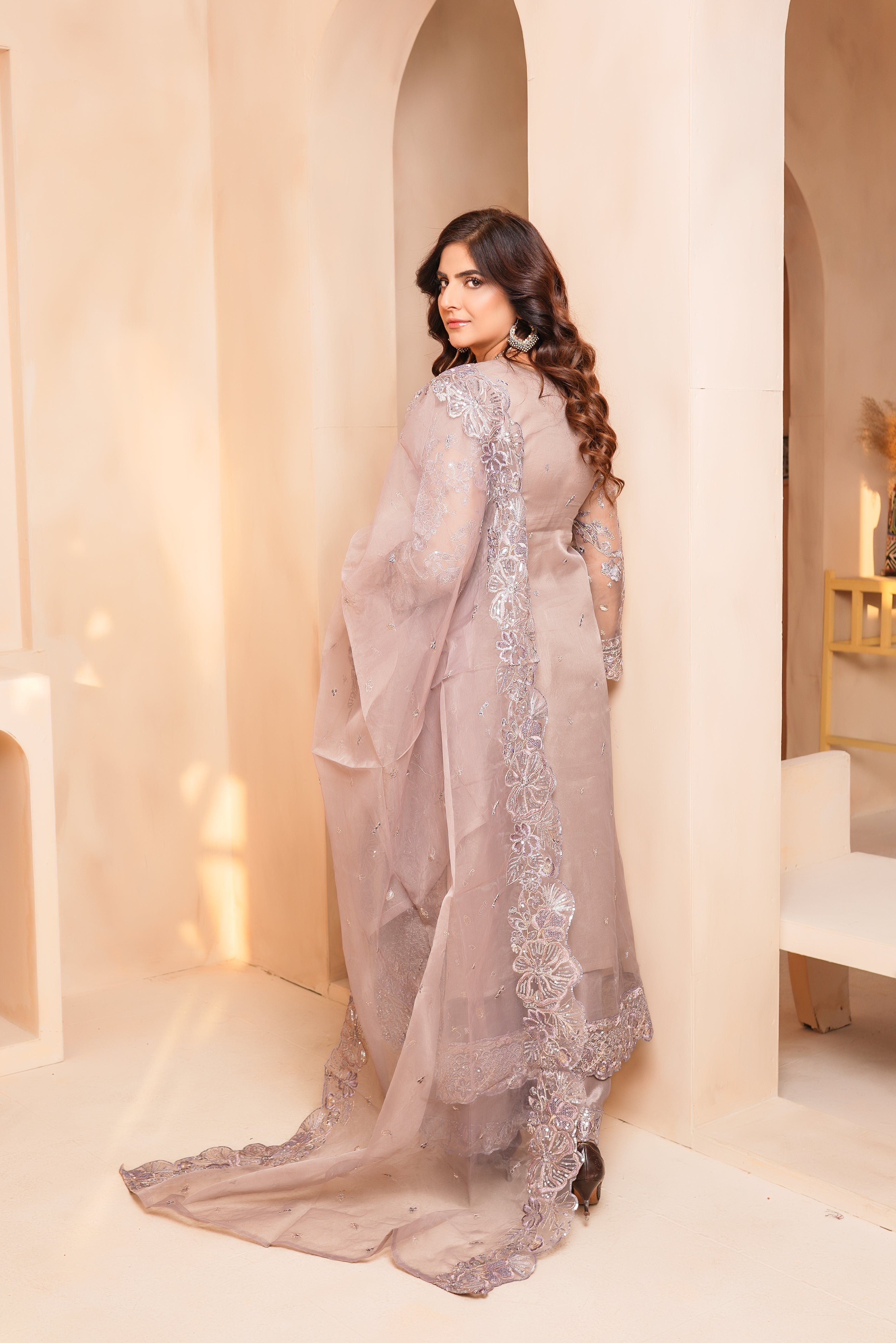 3Piece_Embroidered Organza Frock | 1383-SN-ORZ