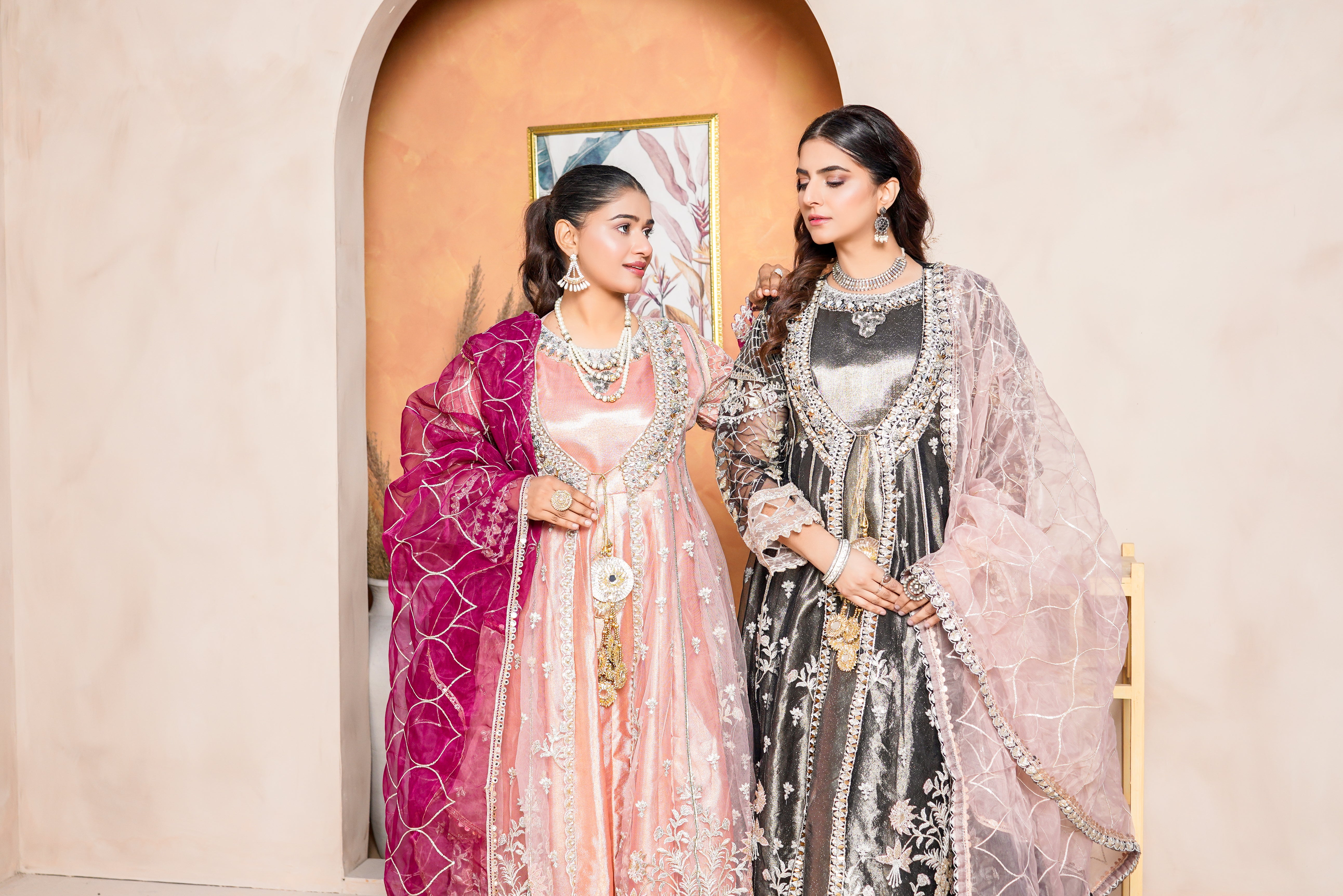 3Piece_ Ready To Wear Net Gown/Maxi | 1321-SN