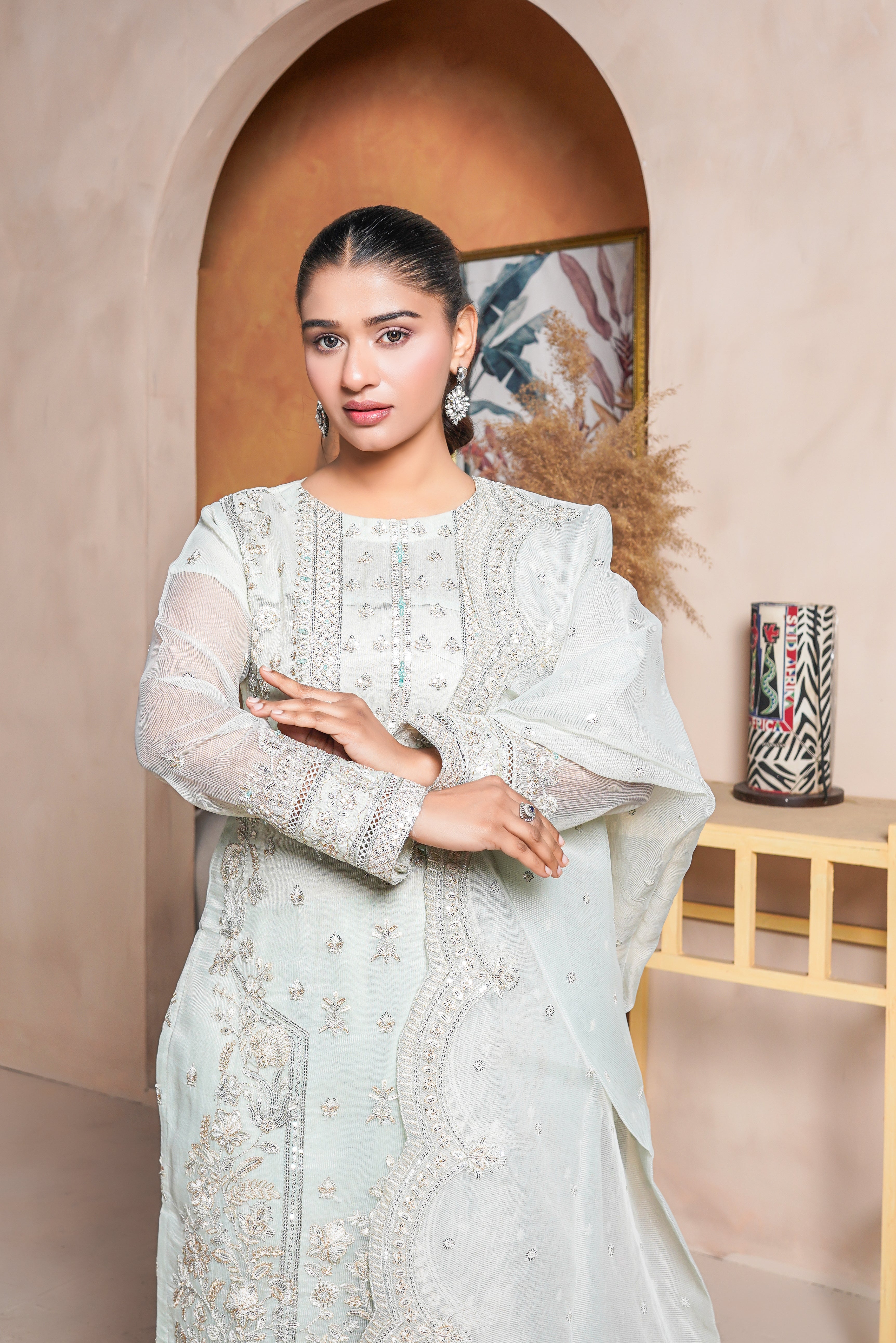3Piece_Embroidered Khaadi Net Suit | 1370-SN-KHN