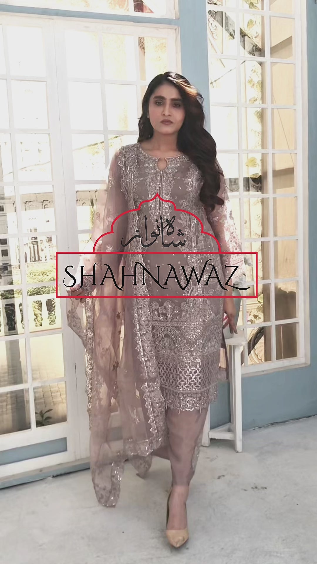 3Piece_Embroidered Organza Shirt | 1388-SN-ORZ