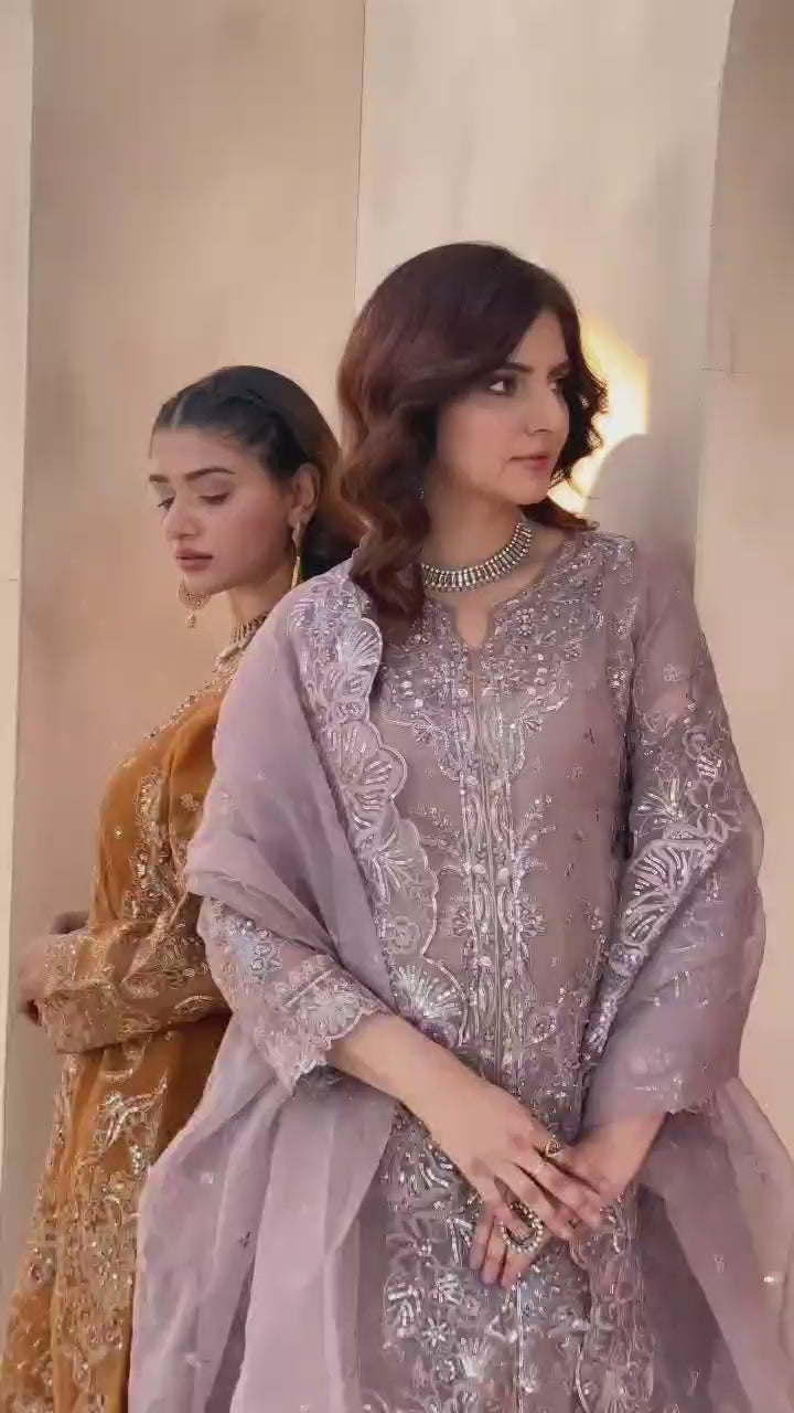 3Piece_Embroidered Organza Frock | 1383-SN-ORZ