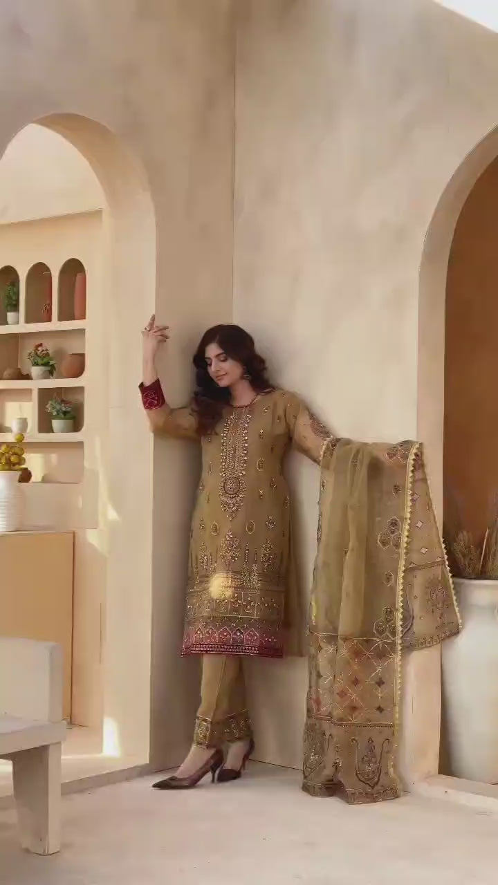 3Piece_Embroidered Organza Suit | 1350-SN-ORZ