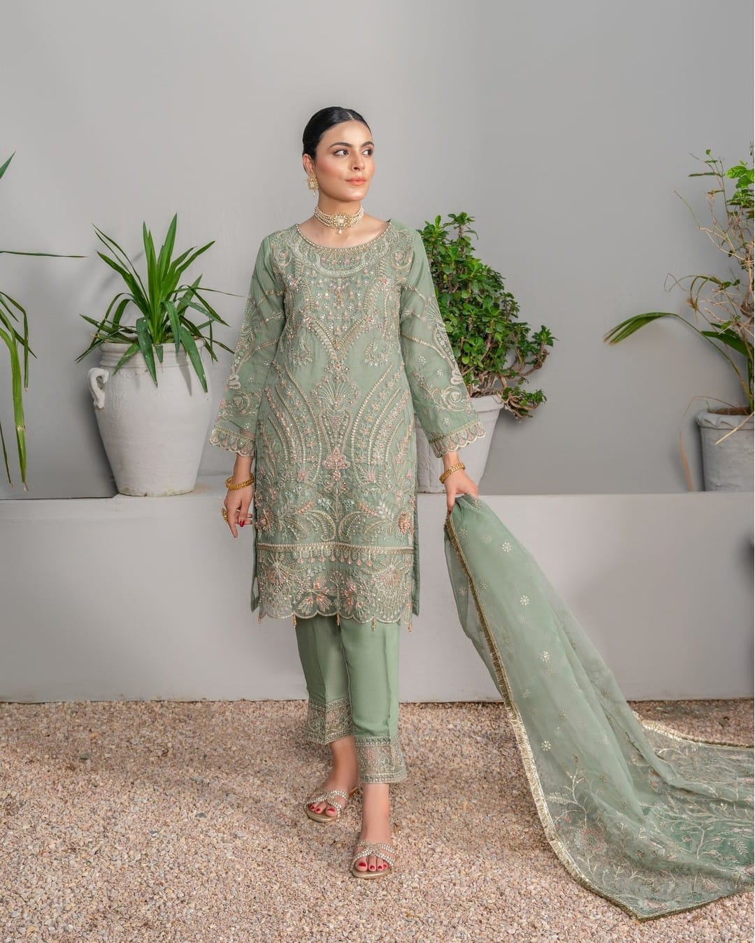 3Piece_Embroidered Organza Suit | 1310-SN-ORZ