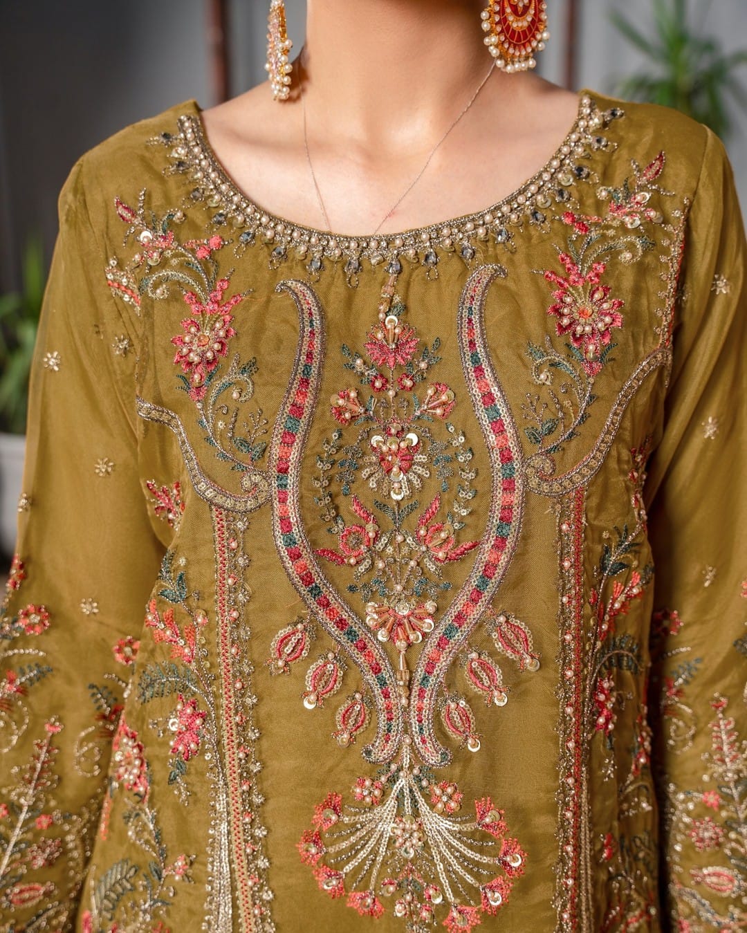 3Piece_Embroidered Organza Suit | 1353-SN-ORZ