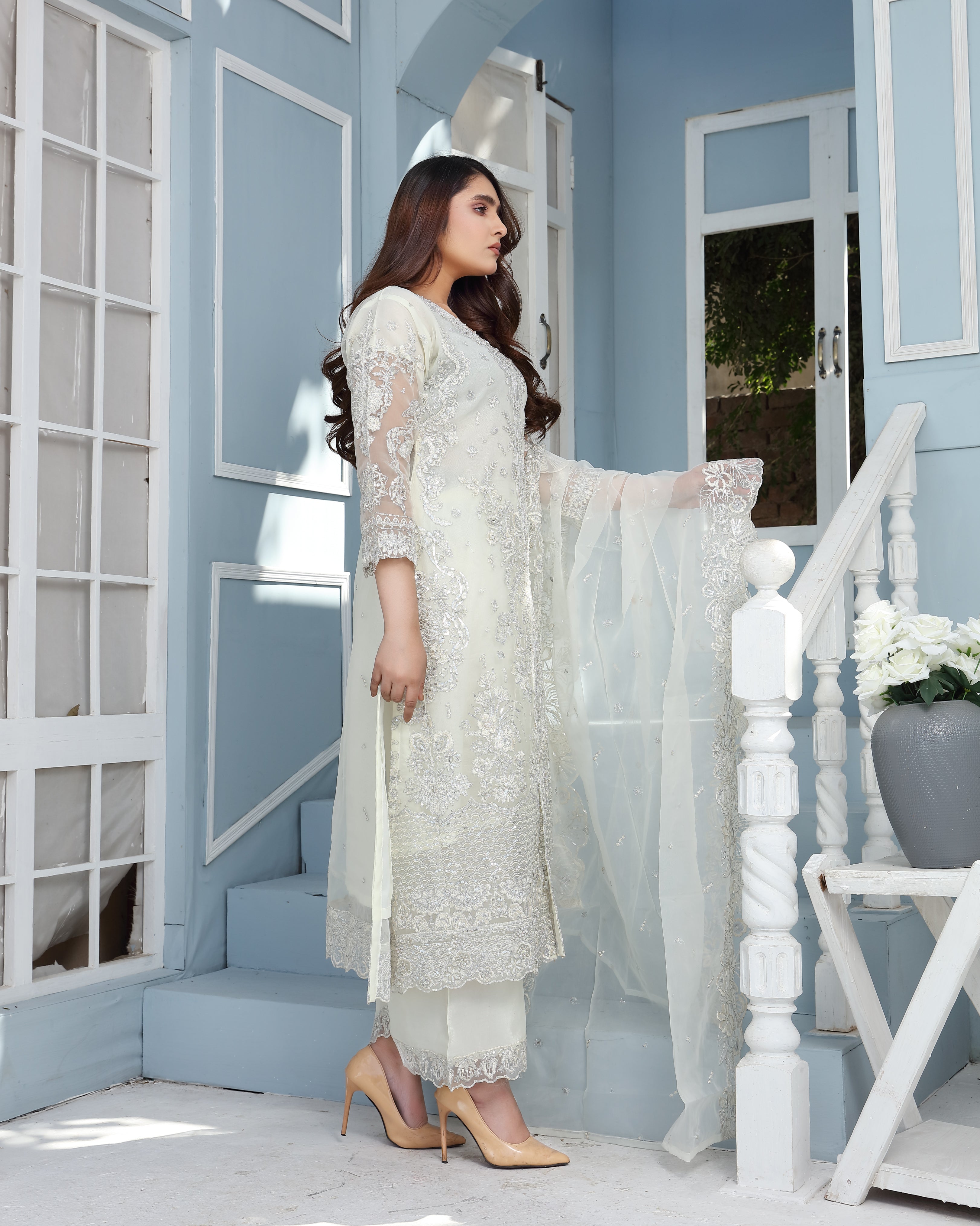 3Piece_Embroidered Organza Frock | 1383-SN-ORZ