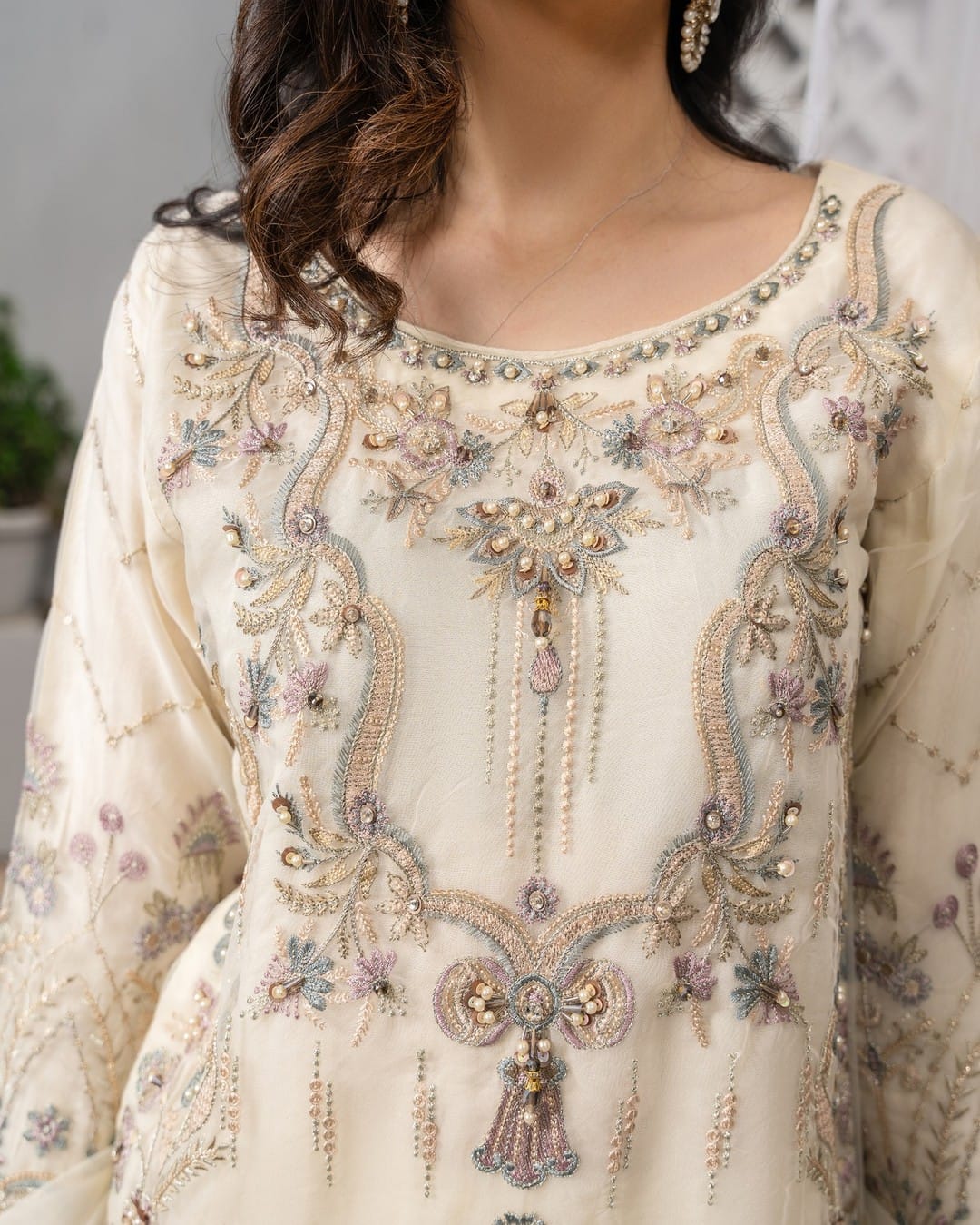 3Piece_Embroidered Organza Suit | 1311-SN-ORZ