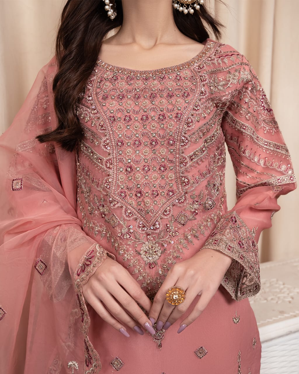 3Piece_Embroidered Organza Suit | 1330-SN-ORZ